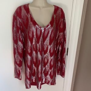 Ashley Stewart foil V neck sweater